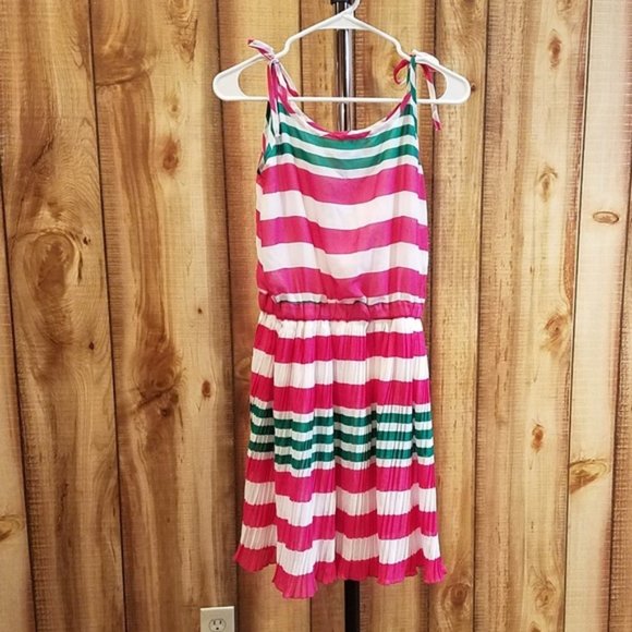 Modcloth Relish the rays Pink Green Striped Dress - Picture 1 of 7
